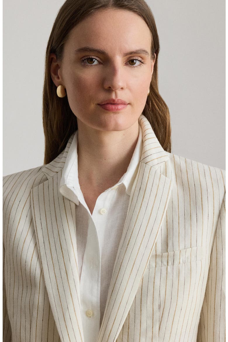 Mixed Stripe Linen Jacket, Alternate, color, IVORY MULTI