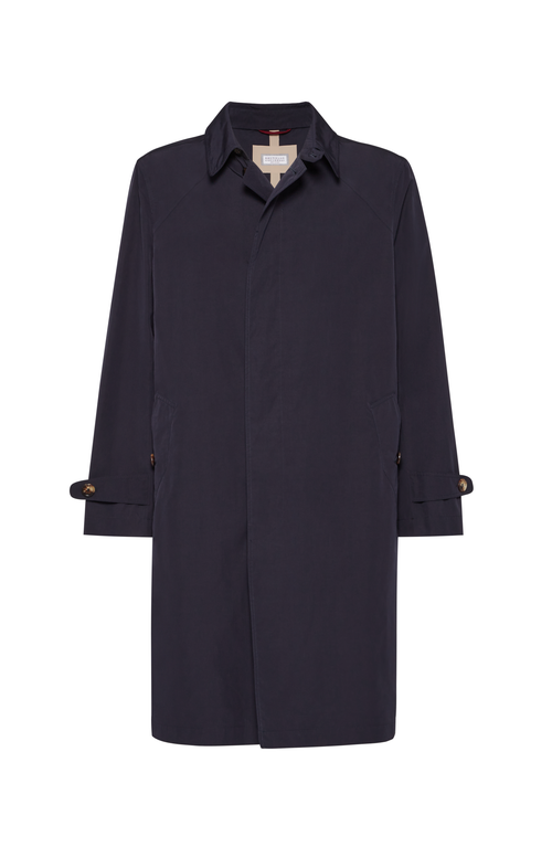 Brunello Cucinelli Water-resistant Microfiber Trench Coat In Azure