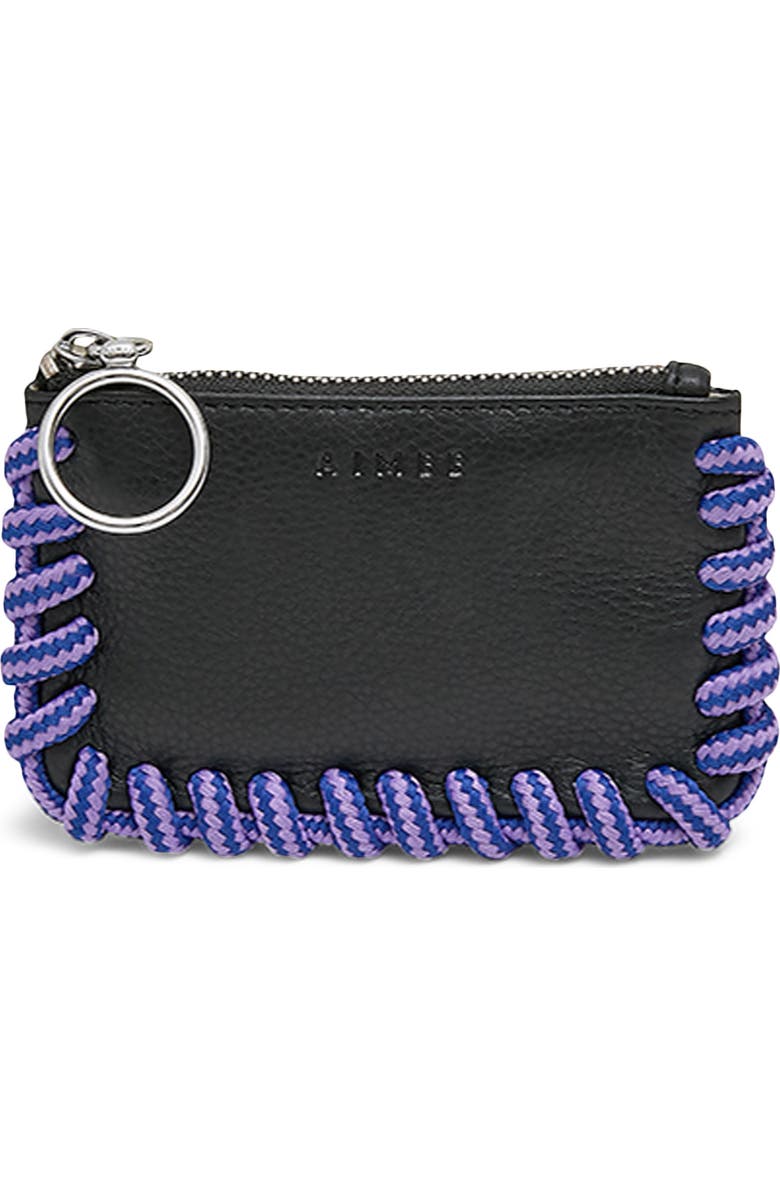 AIMEE Cord Trim Zip Pouch, Main, color, Black (Purple)