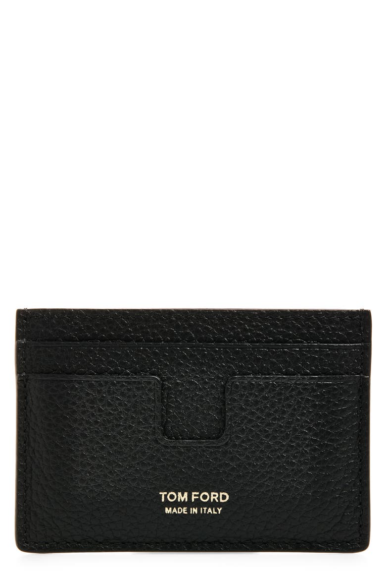 T-Line Soft Grain Leather Card Holder, Main, color, 1N001 BLACK