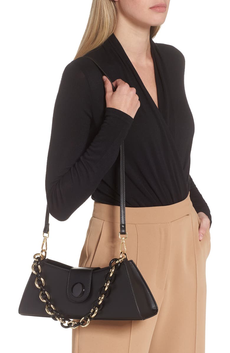 Topshop Faux Leather Structured Chain Strap Shoulder Bag, Alternate, color,