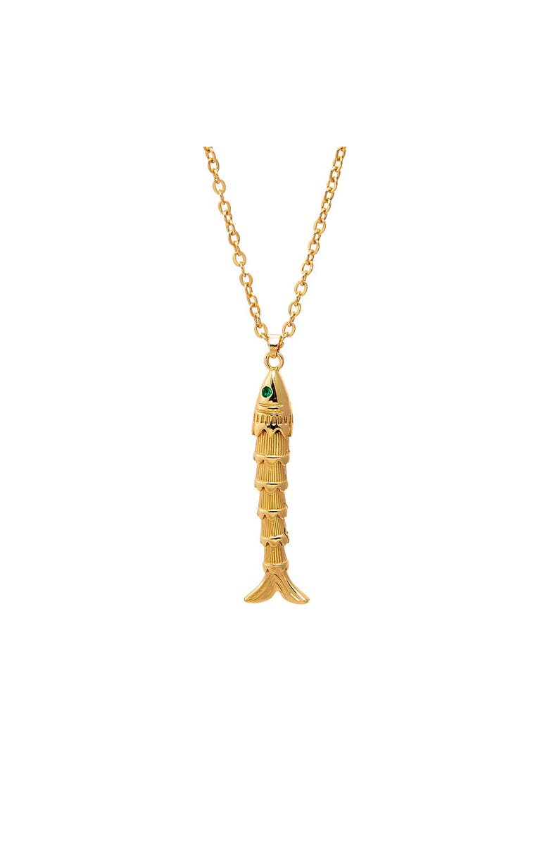 BY ADINA EDEN Emerald Eye Fishbone Necklace, Main, color, Gold