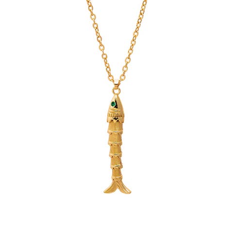 Emerald Eye Fishbone Necklace