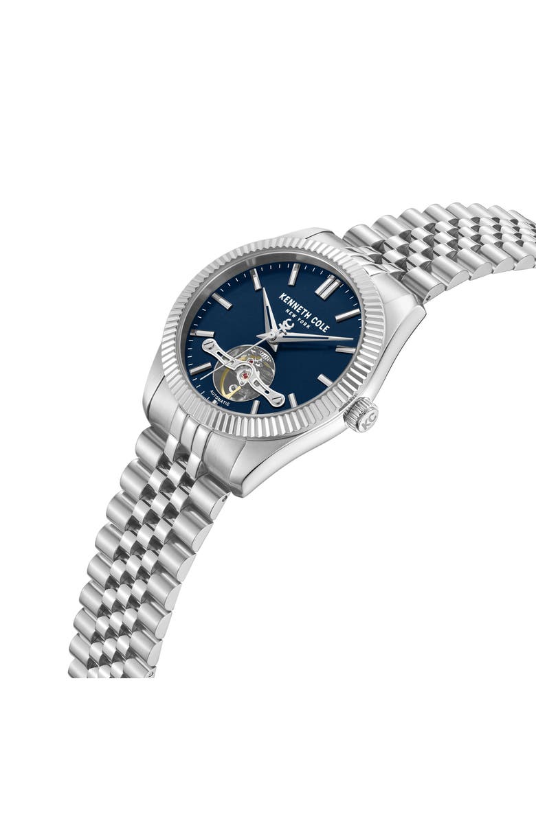 Kenneth Cole New York Open Heart Automatic Bracelet Watch, 43mm, Alternate, color, Silver