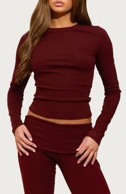EDIKTED Ivanne Long Sleeve Stretch Cotton Top