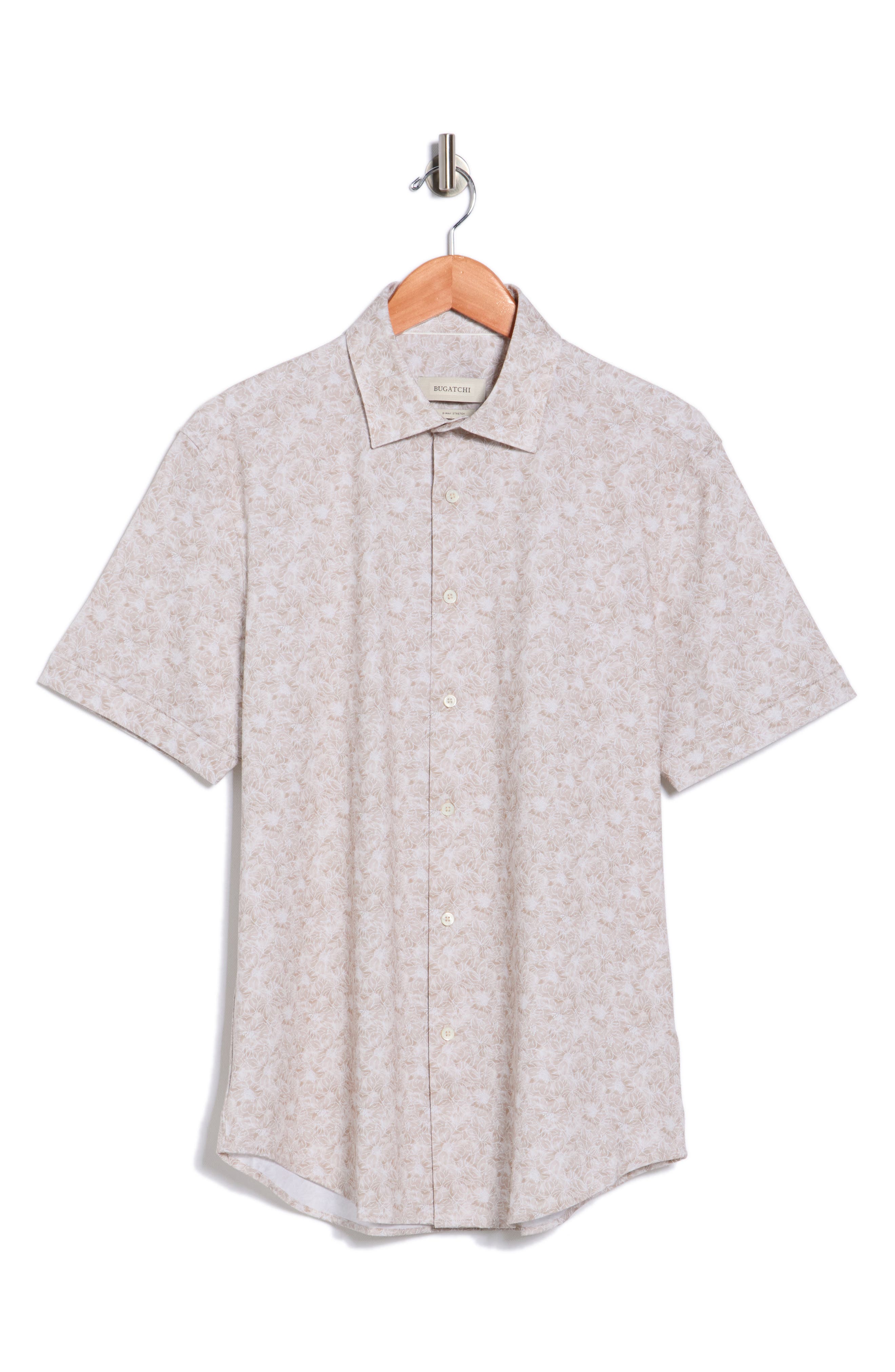 Bugatchi Abstract Print Stretch Cotton Short Sleeve Button-Up Shirt