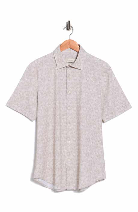Bugatchi Abstract Print Stretch Cotton Short Sleeve Button-Up Shirt