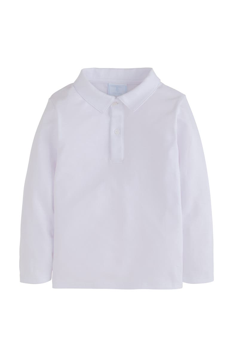 Little English Kids' Solid Long Sleeve Polo, Main, color, White