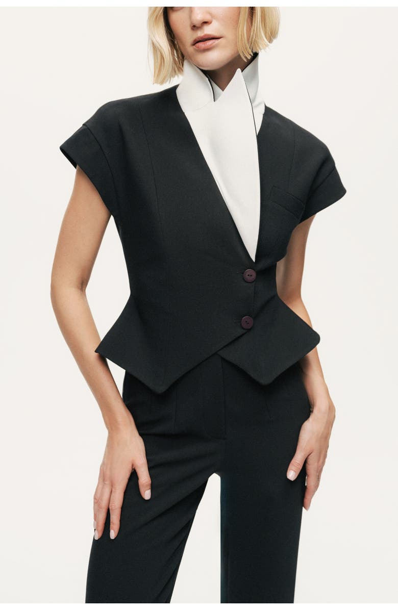 Nocturne Fitted Tailored Vest, Alternate, color, Black