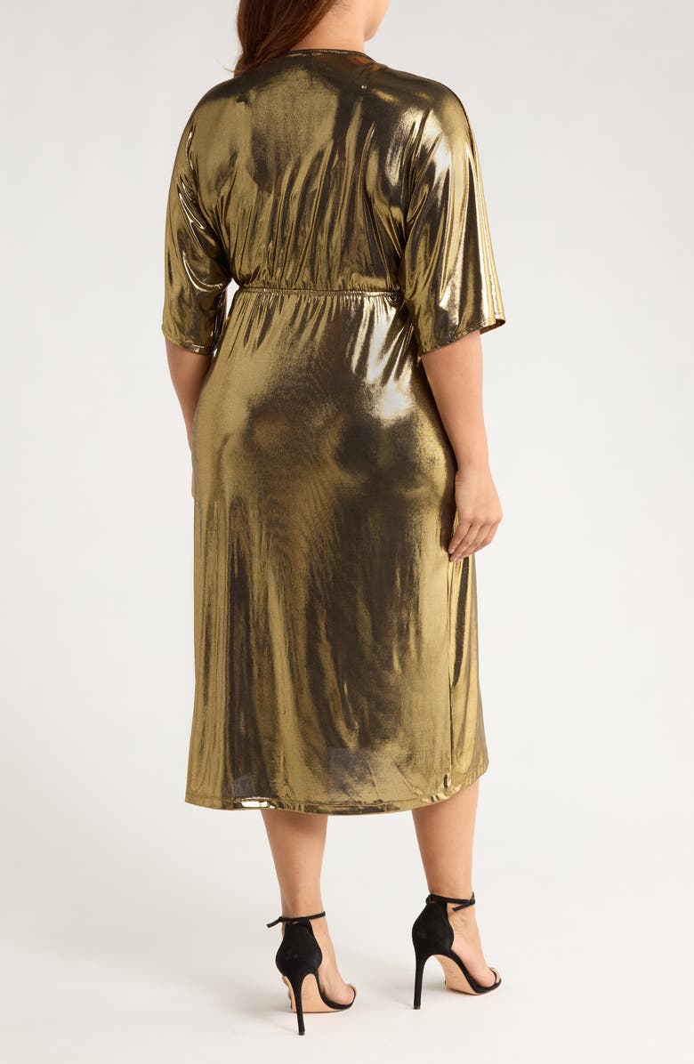 Renee C Metallic Dolman Sleeve Midi Dress, Alternate, color, Gold