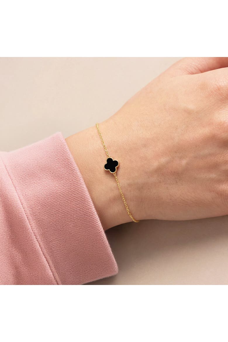Mini Onyx Single Clover Bracelet, Alternate, color, Onyx