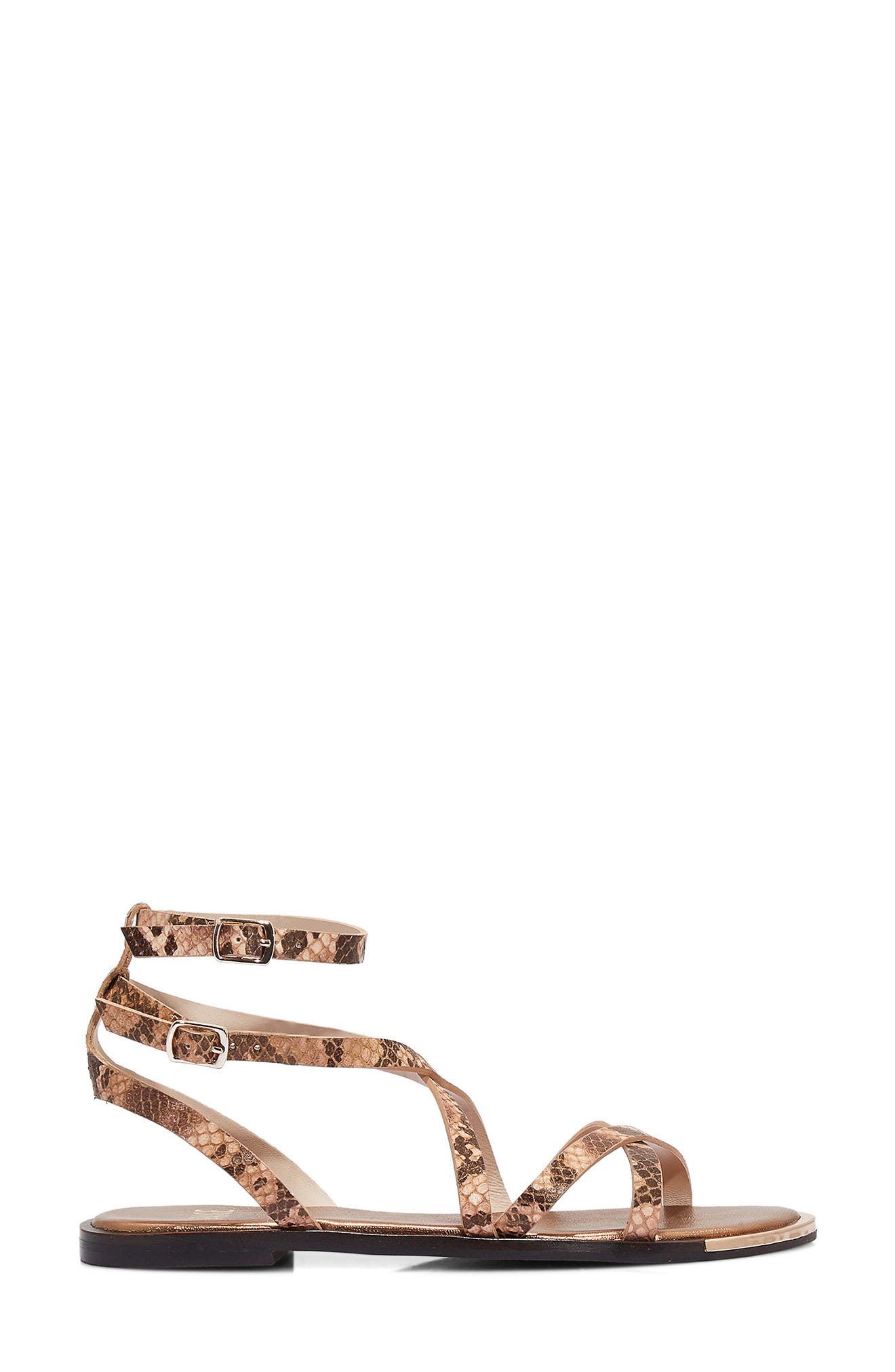 PAIGE Thea Snakeskin Embossed Ankle Strap Sandal, Alternate, color, Bronze Multi