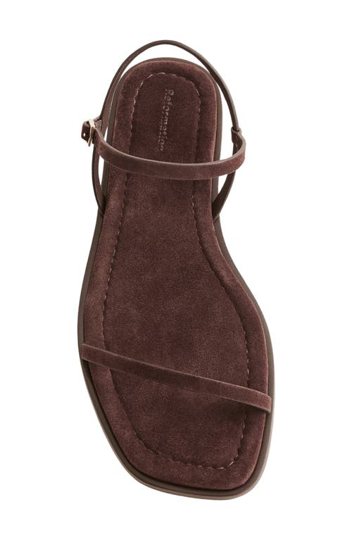 Reformation Lake Flat Sandal In Espresso Suede