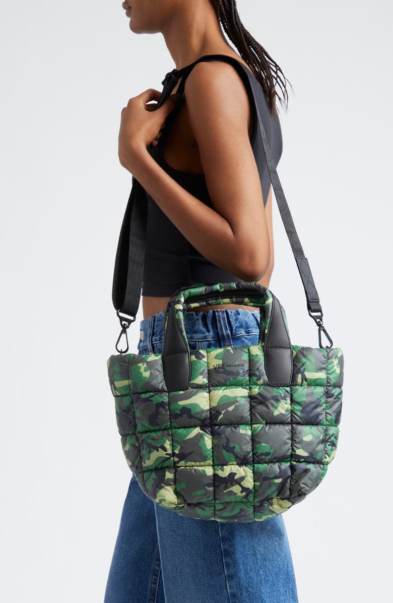 VeeCollective Small Porter Camo Water Repellent Quilted Tote, Alternate, color, Print