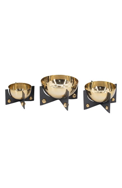 Goldtone Aluminum Decor Bowls - Set of 3
