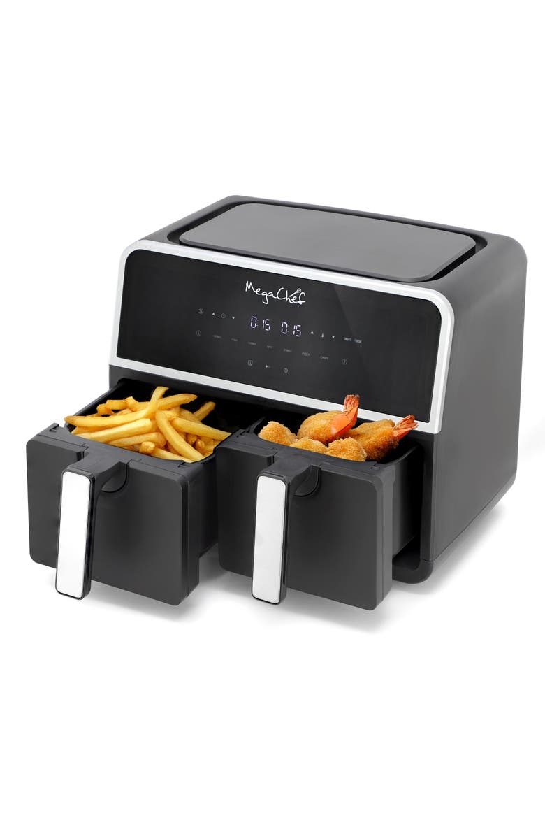 Dual 4.8 + 4.8 Quart Digital Electric Air Fryer, Main, color, Grey