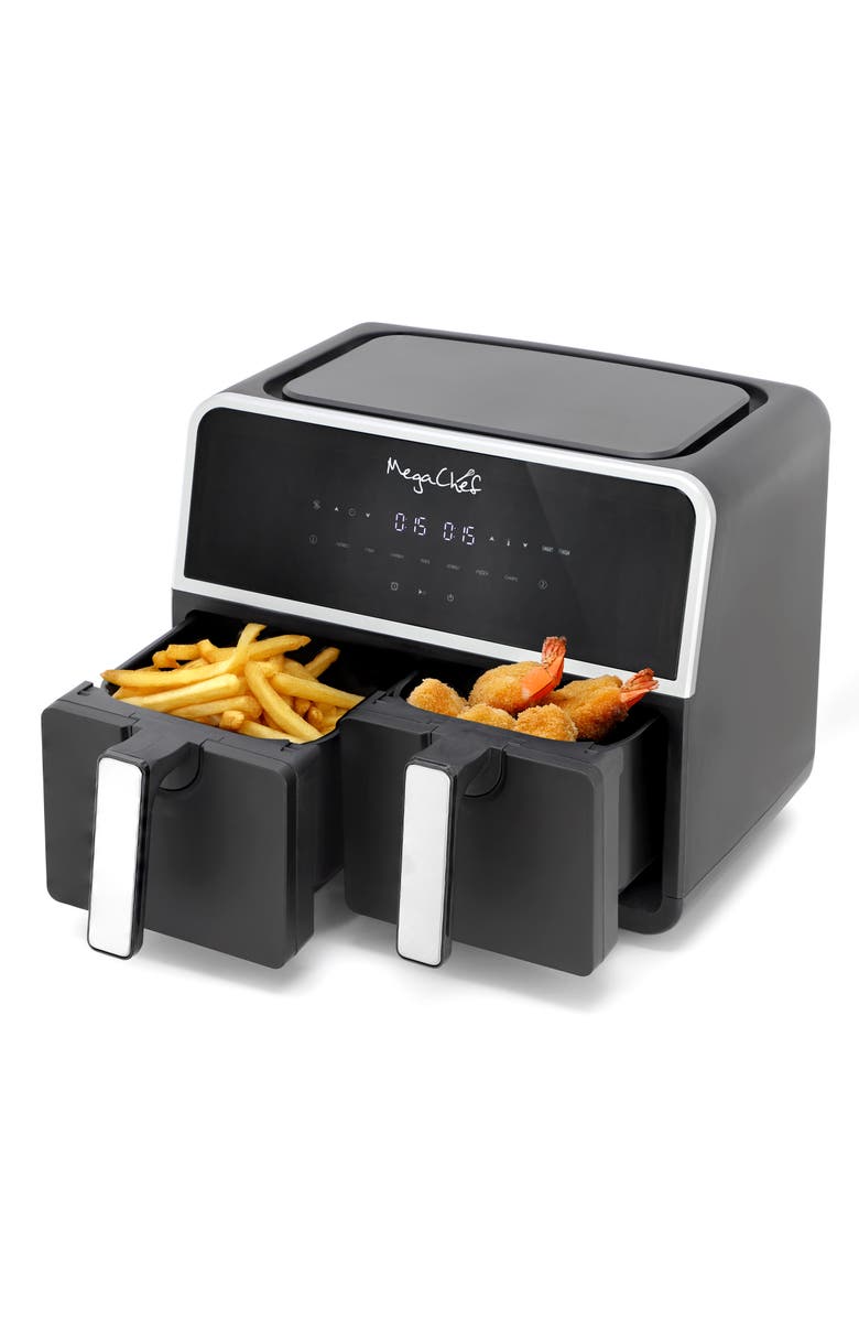 Megachef Dual 4.8 + 4.8 Quart Digital Electric Air Fryer, Main, color, Grey