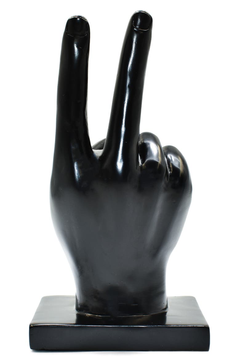 Peace Sign Sculpture, Alternate, color, BLACK