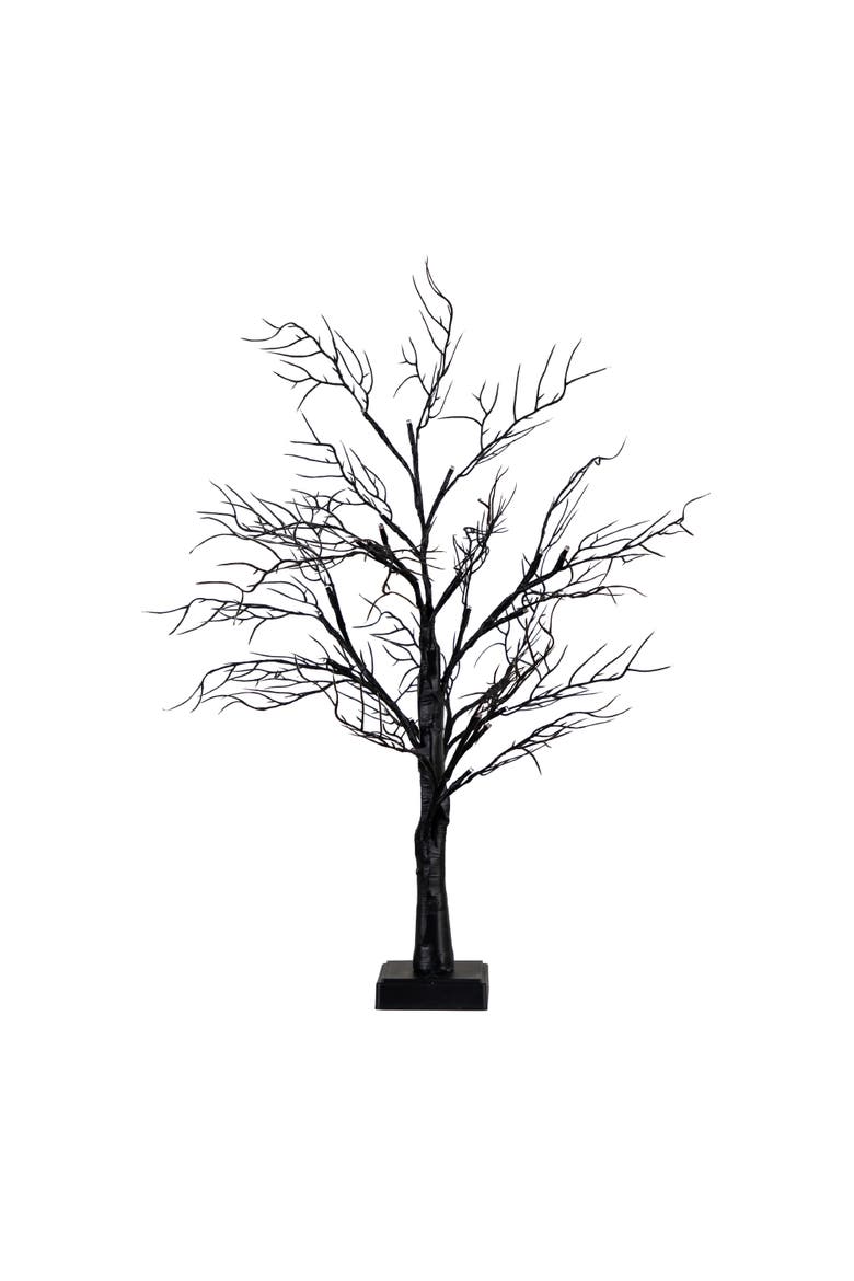2-ft Pre-Lit Halloween Deluxe Black Twig Artificial Fall Tree with 44 Orange and Purple LED Lights, Main, color, Black