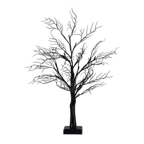2-ft Pre-Lit Halloween Deluxe Black Twig Artificial Fall Tree with 44 Orange and Purple LED Lights