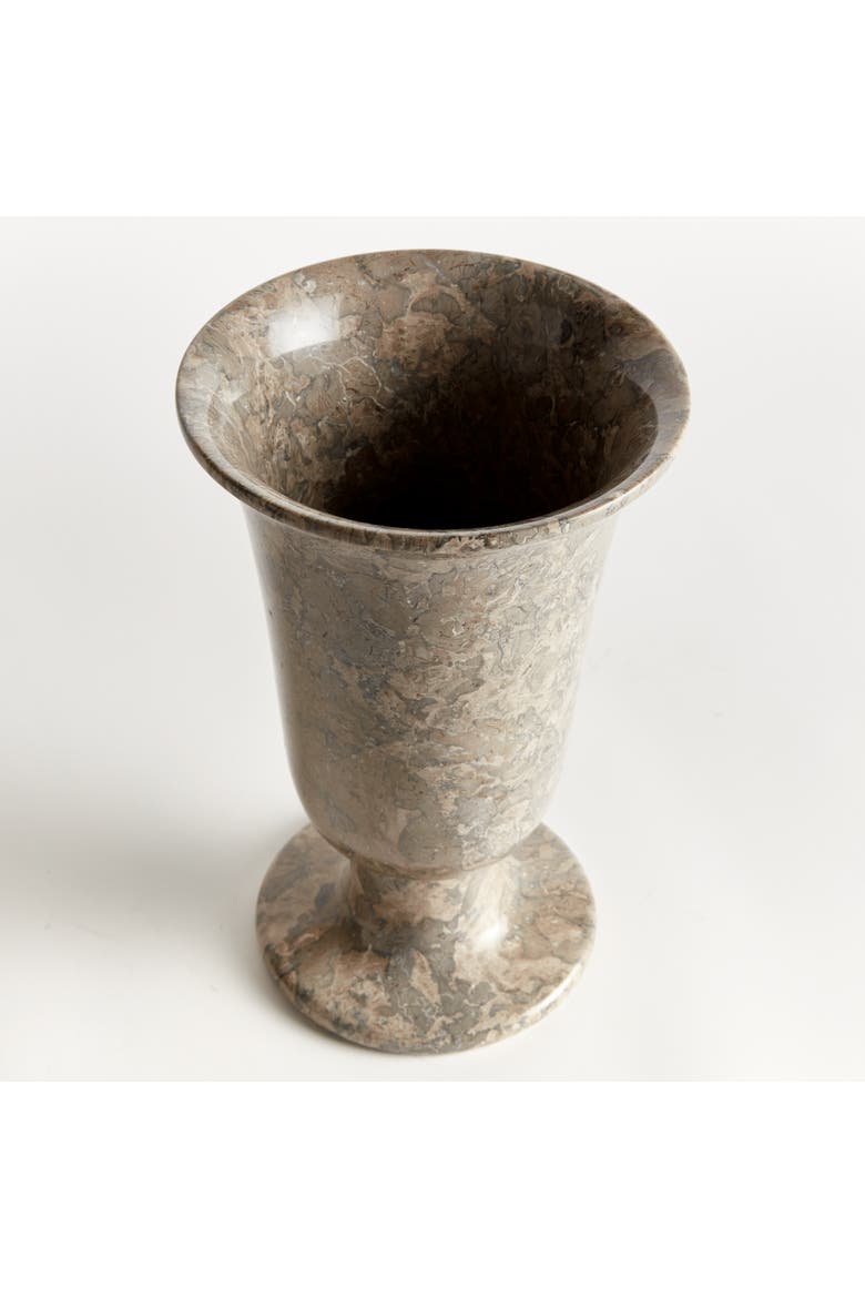 Claria Footed Vase - Gray Marble - Unique Veining Design, Alternate, color, Gray