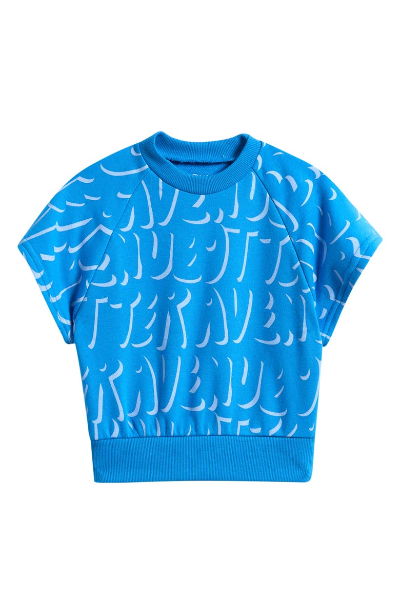 OTTER AVENUE Kids' Short Sleeve Cotton Blend Sweatshirt, Main, color, Surf N Turq Print