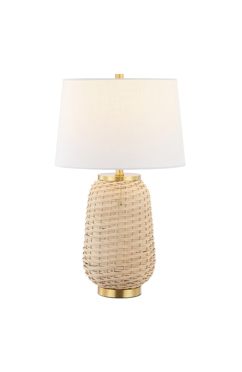 JONATHAN Y Chakrii Rustic Bohemian Iron/Rattan LED Table Lamp with Pull-Chain, Main, color, Light Brown