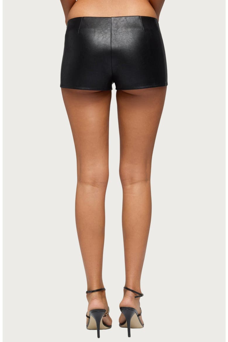 Diana Faux Leather Micro Shorts, Alternate, color, BLACK