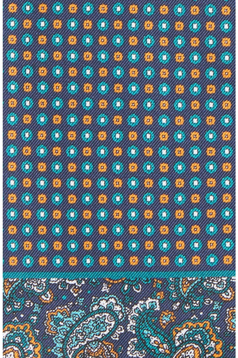 Paisley Silk Pocket Square, Alternate, color, TURQUOISE