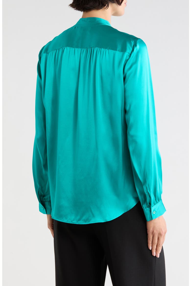 Bianca Silk Satin Blouse, Alternate, color, TROPICAL TEAL