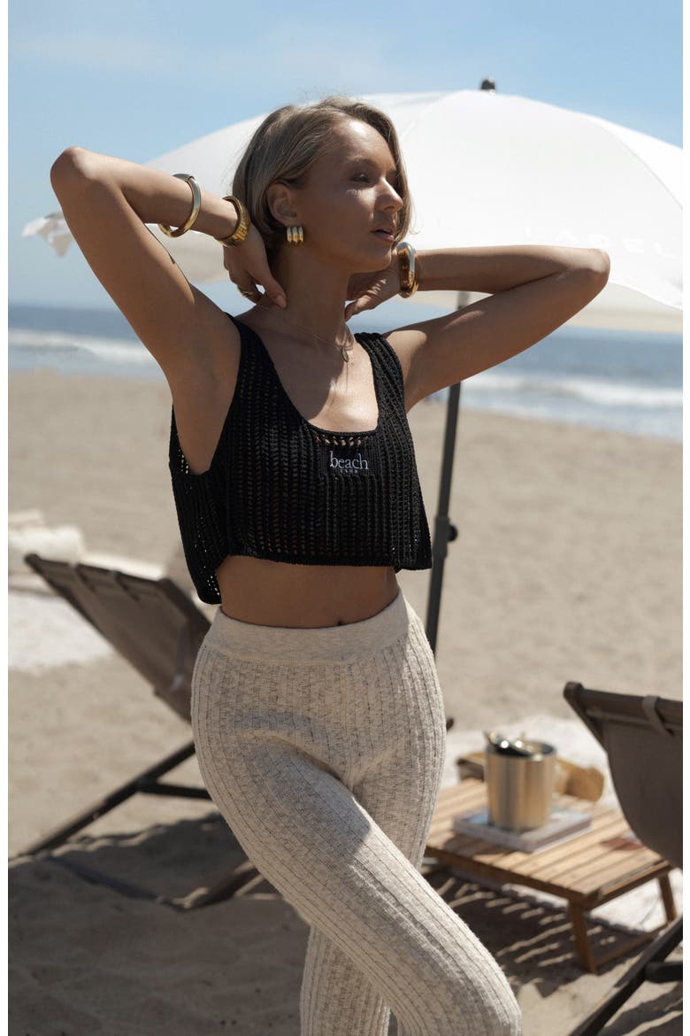 Island Nights Open Knit Crop Top, Alternate, color, BLACK