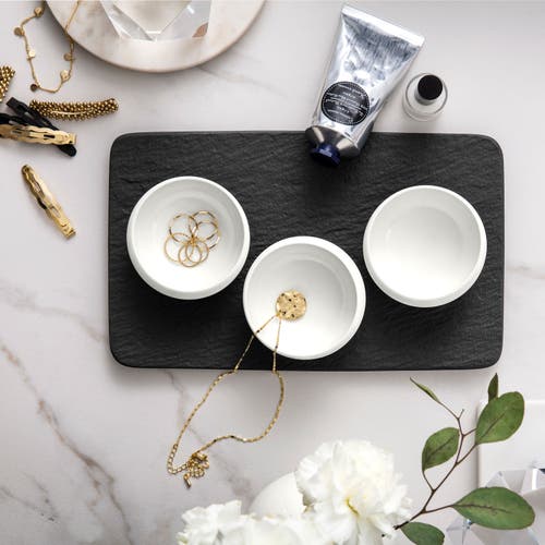 Villeroy & Boch Newmoon Dip Bow & Tray Set  4 Pieces In White