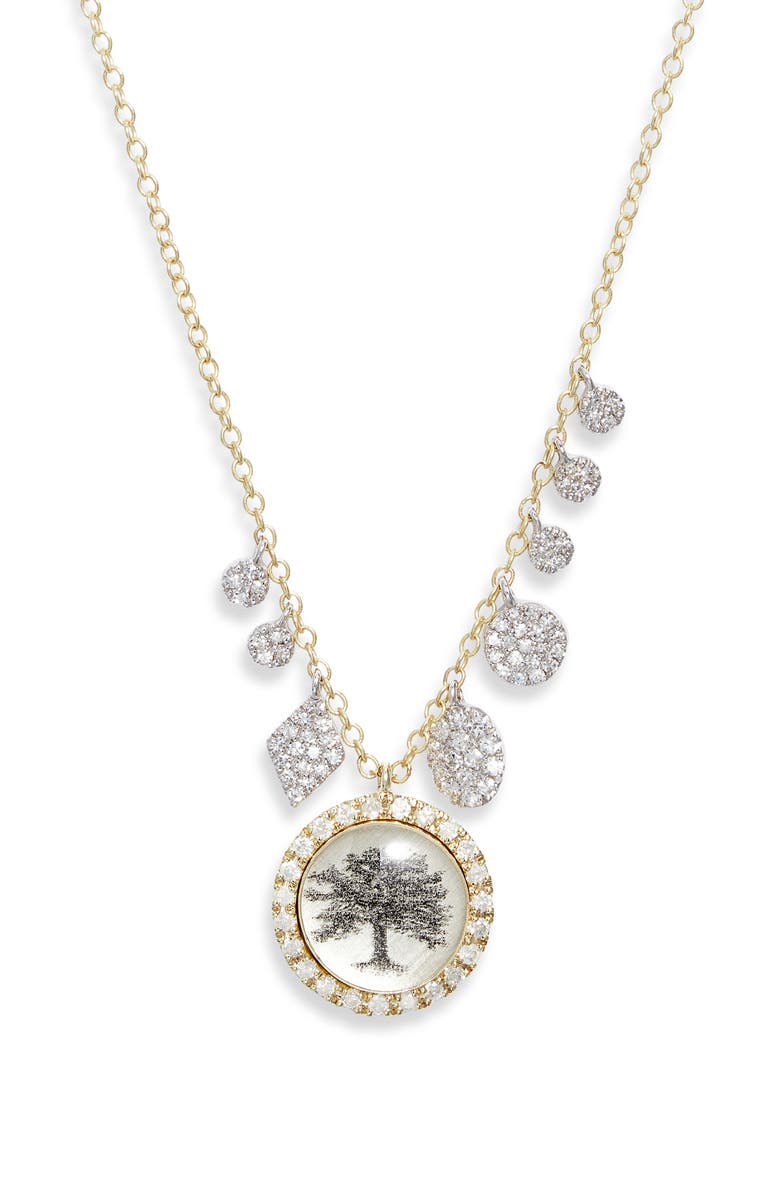 Meira T Lithograph & Diamond Two-Tone Pendant Shaker Necklace, Main, color, Yellow