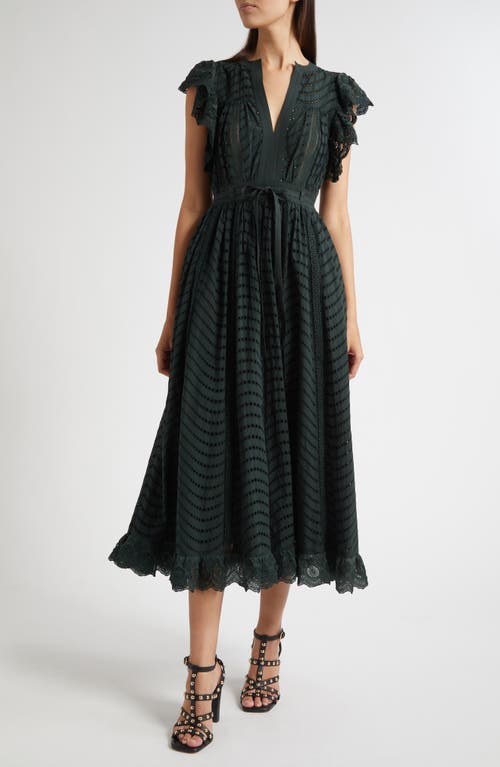 Ulla Johnson Olga Flutter Sleeve Midi Dress In Multi