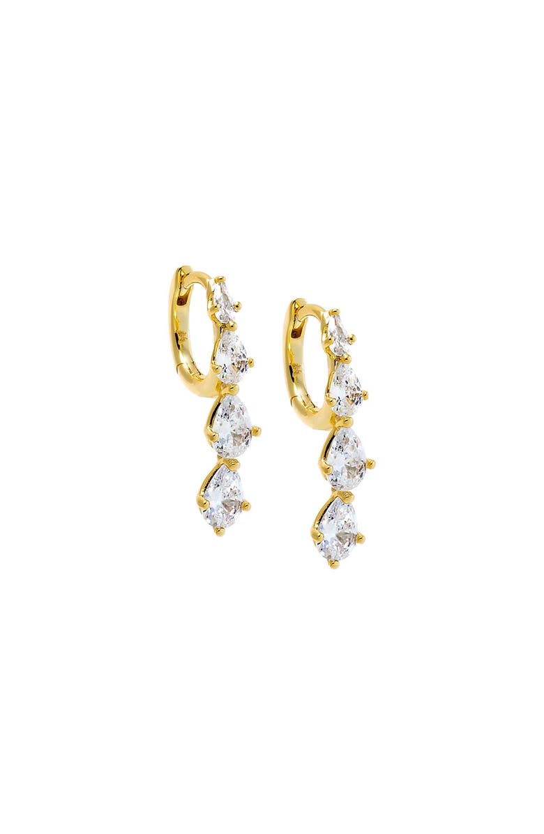 BY ADINA EDEN Teardrop CZ Cascade Huggie Earrings, Main, color, 