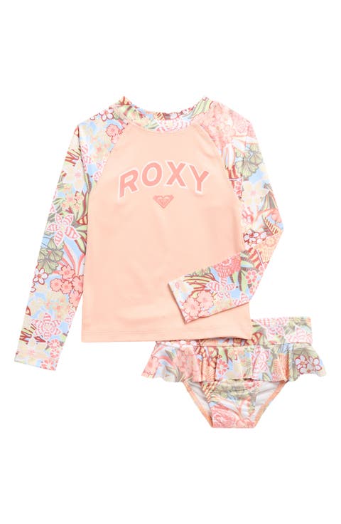 Floral Long Sleeve Rashguard Top & Bikini Bottoms Set (Toddler)