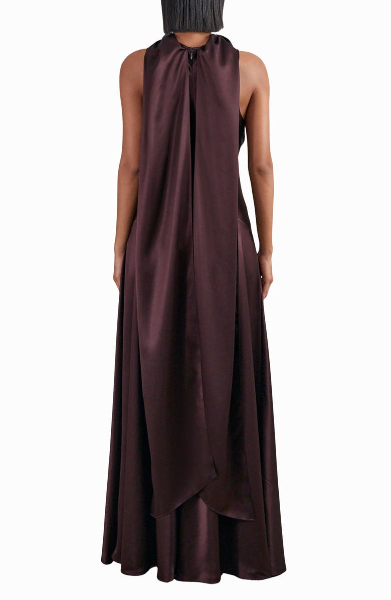 Reiss Fae Scarf Sleeveless Satin Maxi Dress, Alternate, color, Burgundy