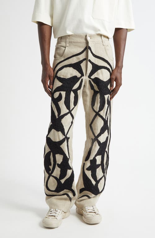 SONG FOR THE MUTE Arabesque Long Linen Work Pants in Natural  product