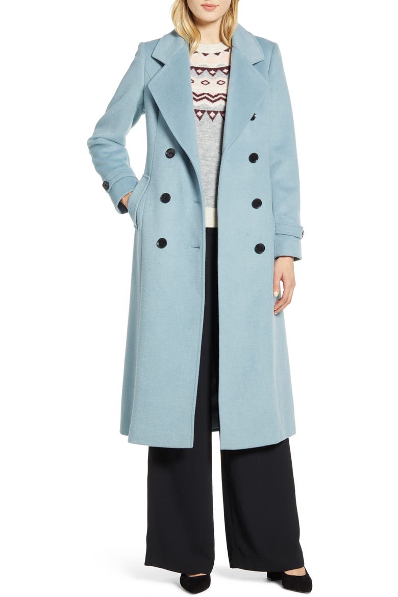 x Atlantic-Pacific Long Wool Blend Trench Coat (Nordstrom Exclusive), Alternate, color, BLUE RAINDROP