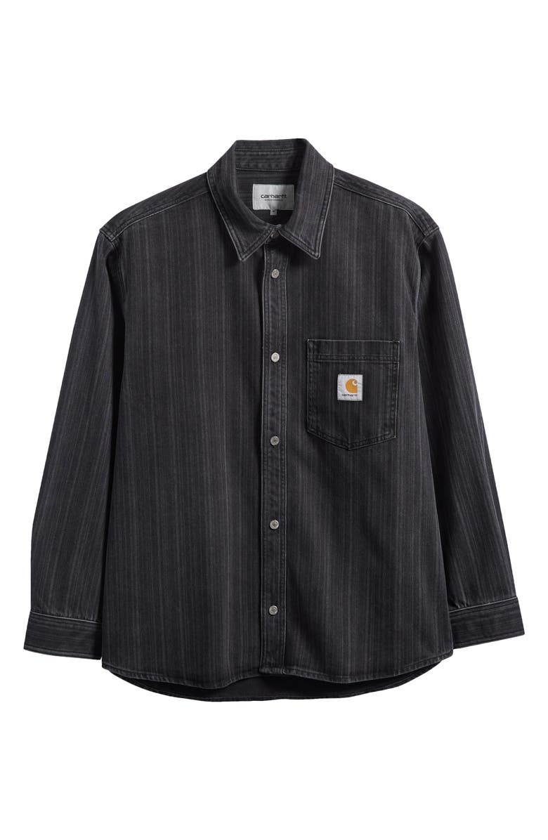 Carhartt Work In Progress Rylan Stripe Cotton Denim Button-Up Shirt Jacket, Alternate, color, Rylan Stripe Black