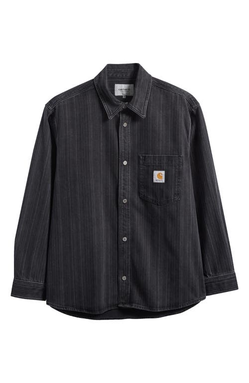 Carhartt Work In Progress Rylan Stripe Cotton Denim Button-up Shirt Jacket In Black