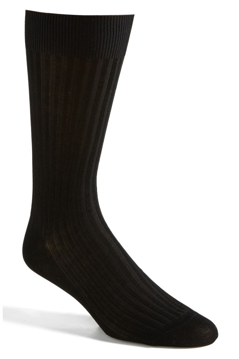 Cotton Blend Mid Calf Dress Socks, Main, color, BLACK 08
