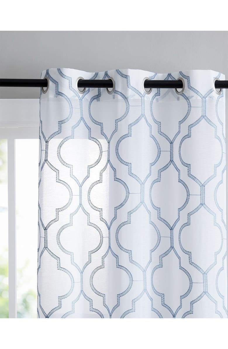 VCNY HOME Blue Embroidered Sheer Curtains, Main, color, 