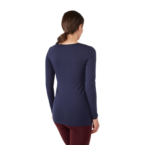 Modern Eternity Maternity Charlotte Long Sleeve Nursing & Maternity Top In Blue