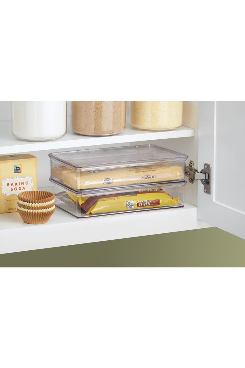 Stackable Hinged-Lid Pantry Storage Box - Set of 4 - Clear, Alternate, color, Clear
