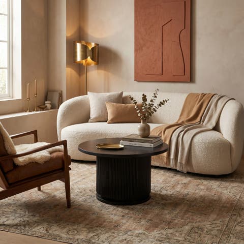 Pedestal Coffee Table with Ribbed Base