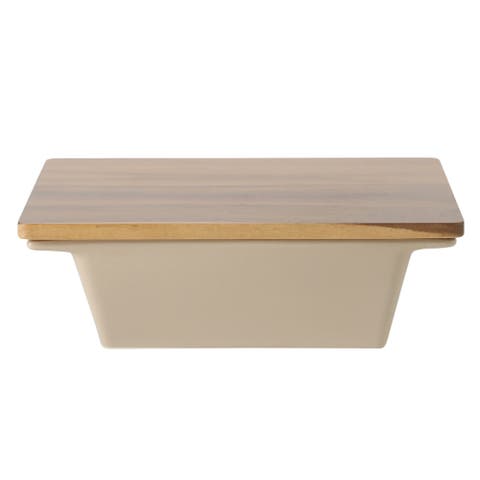 Gracious Dining Stoneware Baking Dish with Acacia Wood Lid, Oven Safe Baker
