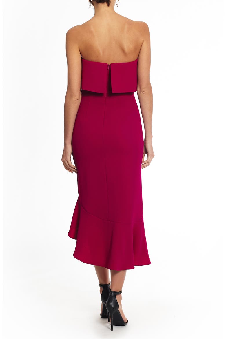 Xscape Crepe Bustier Ruffle Skirt Dress, Alternate, color, NEW MAGENTA