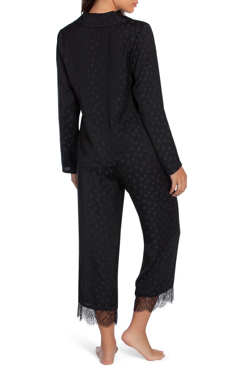Midnight Bakery Lace Trim Dot Satin Pajamas, Alternate, color, 