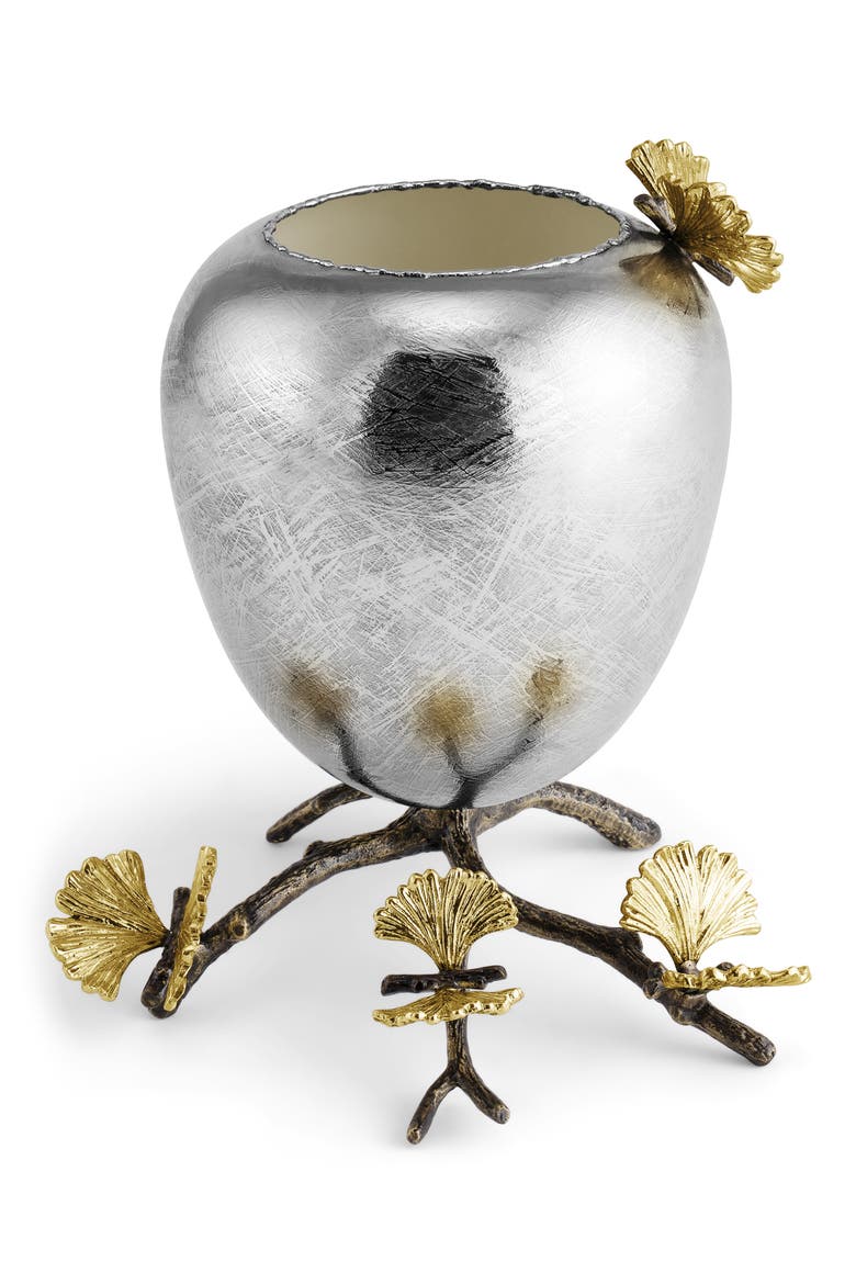 Butterfly Ginkgo Medium Footed Bowl, Main, color, SILVER